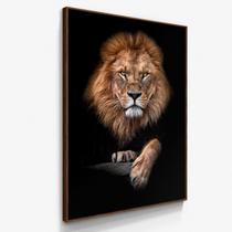 Quadro Decorativo Grande Leão Poderoso Arte Animal Selvagem Decoração Sala 70x50 Filete
