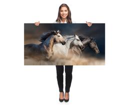 Quadro Decorativo Grande Sala 100x50 Cavalos Correndo Quadro para Quarto Hall Escritório