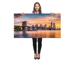 Quadro Decorativo Grande Sala 100x50 Nova York Ponte Fim de tarde Quadro para Quarto Hall Escritório
