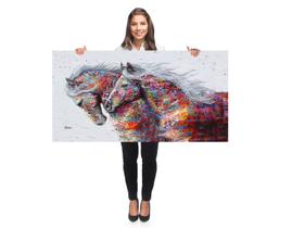 Quadro Decorativo Grande Sala 130x70 Cavalo Colorido Quadro para Quarto Hall Escritório