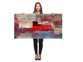 Quadro Decorativo Grande Sala Abstrato arte vermelho branco 98x50