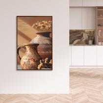 Quadro Decorativo Grande Vaso de Barro Arte Mediterrânea no canvas 63x93cm