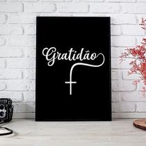 Quadro Decorativo Gratidão Cruz 45x34cm - com vidro