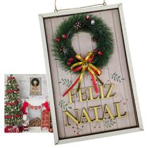 Quadro Decorativo Guirlanda Feliz Natal Natalino Porta Parede Decoraçao Com Bolinhas Casa Loja Predio Sala Hall Trabalho