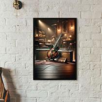 Quadro Decorativo Guitarra - Bar 33X24Cm - Com Vidro
