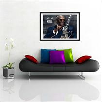 Quadro Decorativo Guitarrista BB King Jazz Blues Decoração Com Moldura
