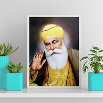 Quadro Decorativo Guru Nanak 45X34Cm Branca