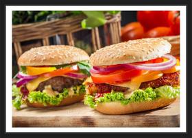 Quadro Decorativo Hambúrguer Restaurantes Gourmet Decorações Com Moldura