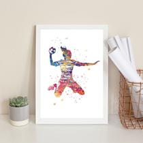 Quadro Decorativo Handball - Arte 33x24cm - com vidro Quadro Decorativo Handball - Arte 33x24cm - com vidro