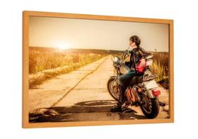 Quadro decorativo - harley davidson mulher na estrada