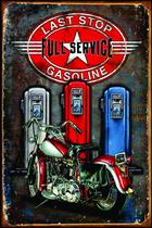 Quadro Decorativo Harley Last Stop Gasoline 30x20 Mdf Adesivado