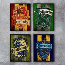 Quadro Decorativo Harry Potter Casas De Hogwarts Para Quarto Kit 4 peças 20x30cm - Car Premium