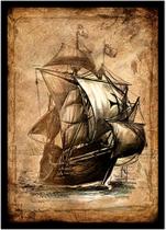 Quadro Decorativo História Caravela Navio Vintage Salas Quartos Com Moldura RC000 Quadro Decorativo História Caravela Navio Vintage Salas Quartos Com Moldura RC000
