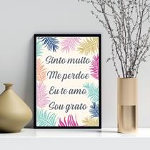 Quadro Decorativo Ho' Oponopono Mágico- Folhas 24x18cm - com vidro