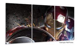 Quadro Decorativo Homem de Ferro 8 3 peças 120x60 cm em tecid Quadro Decorativo Homem de Ferro 8 3 peças 120x60 cm em tecid
