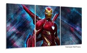 Quadro Decorativo Homem de ferro C 3 peças 120x60 cm em Tecido Quadro Decorativo Homem de ferro C 3 peças 120x60 cm em Tecido