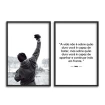 Quadro Decorativo Homem Rocky Com Frase Quarto Sala 30x40cm