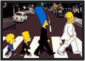 Quadro Decorativo Homer Simpsons The Beatles Abbey Road Geek Desenho Com Moldura