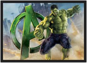 Quadro Decorativo Hulk Vingadores Super Heróis Geek Decorações Com Moldura G01