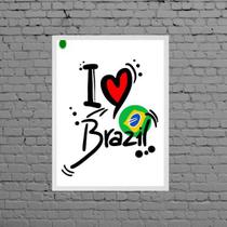 Quadro Decorativo I Love Brazil 24x18cm - com vidro