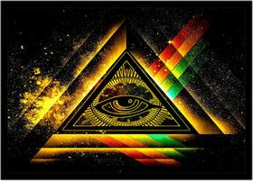 Quadro Decorativo Illuminati Olho Que Tudo Vê Pirâmide Maçonaria Com Moldura RC002