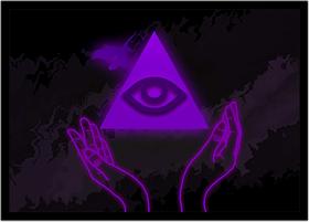 Quadro Decorativo Illuminati Olho Que Tudo Vê Pirâmide Maçonaria Com Moldura RC003