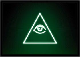 Quadro Decorativo Illuminati Olho Que Tudo Vê Pirâmide Maçonaria Com Moldura RC005