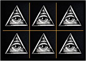 Quadro Decorativo Illuminati Olho Que Tudo Vê Pirâmide Maçonaria Com Moldura RC006
