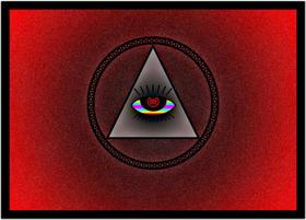 Quadro Decorativo Illuminati Olho Que Tudo Vê Pirâmide Maçonaria Com Moldura RC008