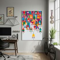 Quadro Decorativo Imensidão De Ciclistas-70X50Cm Mold Preta