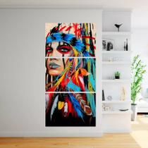 Quadro Decorativo Índia Americana 3 Peças 160x65cm