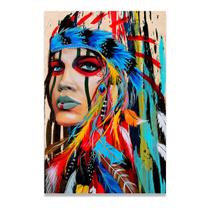 Quadro Decorativo Índia Americana Moderno Sala Indígena