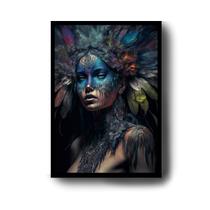 Quadro Decorativo Índia Mulher com Moldura E Acetato Tamanho A3