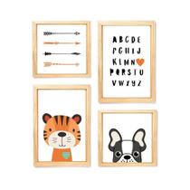 Quadro Decorativo Infantil Animais Alfabeto Tigre Cachorro Quadro Decorativo Infantil Animais Alfabeto Tigre Cachorro