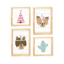 Quadro Decorativo Infantil Animais Bosque Menina Tribal Boho Quadro Decorativo Infantil Animais Bosque Menina Tribal Boho
