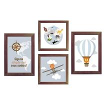Quadro Decorativo Infantil Animais Mapa Mundi Viagem Safari