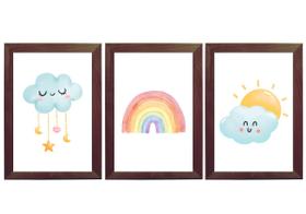 Quadro Decorativo Infantil Arco-íris Aquarela Nuvem Sol Quadro Decorativo Infantil Arco-íris Aquarela Nuvem Sol