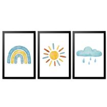 Quadro Decorativo Infantil Arco-íris Menino Sol Nuvem Boho Quadro Decorativo Infantil Arco-íris Menino Sol Nuvem Boho