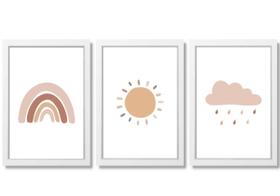 Quadro Decorativo Infantil Arco-íris sol nuvem Escandinavo Quadro Decorativo Infantil Arco-íris sol nuvem Escandinavo