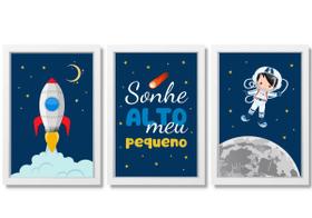Quadro Decorativo Infantil Astronauta Espaço Sideral Foguete