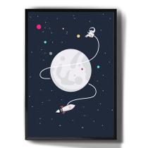 Quadro Decorativo Infantil Astronauta Foguete Espaço