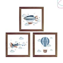 Quadro Decorativo Infantil Balão Avião Meios de Transporte