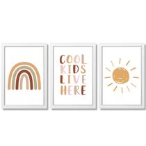 Quadro Decorativo Infantil Boho Sol Arco-íris Cool Kids
