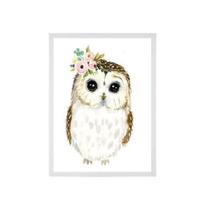 Quadro Decorativo Infantil Corujinha 24X18 Com Vidro - Preta