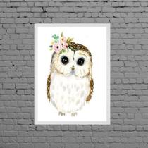 Quadro Decorativo Infantil Corujinha 24x18cm - com vidro
