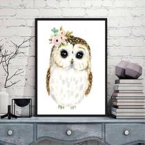 Quadro Decorativo Infantil Corujinha 45X34Cm Moldura Preta