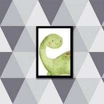 Quadro Decorativo Infantil Dinossauro Verde 24x18cm - com vidro