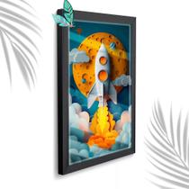 Quadro Decorativo Infantil Foguete Espacial + Vidro 33x25 Quadro Decorativo Infantil Foguete Espacial + Vidro 33x25