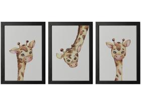 Quadro Decorativo Infantil Girafas 25x35cm - Design Up Living 3 Peças