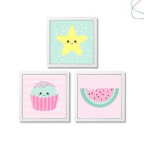 Quadro Decorativo Infantil melancia estrela candy color Quadro Decorativo Infantil melancia estrela candy color